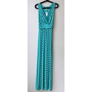 Gilli Striped Maxi Dress | Teal-Green & White